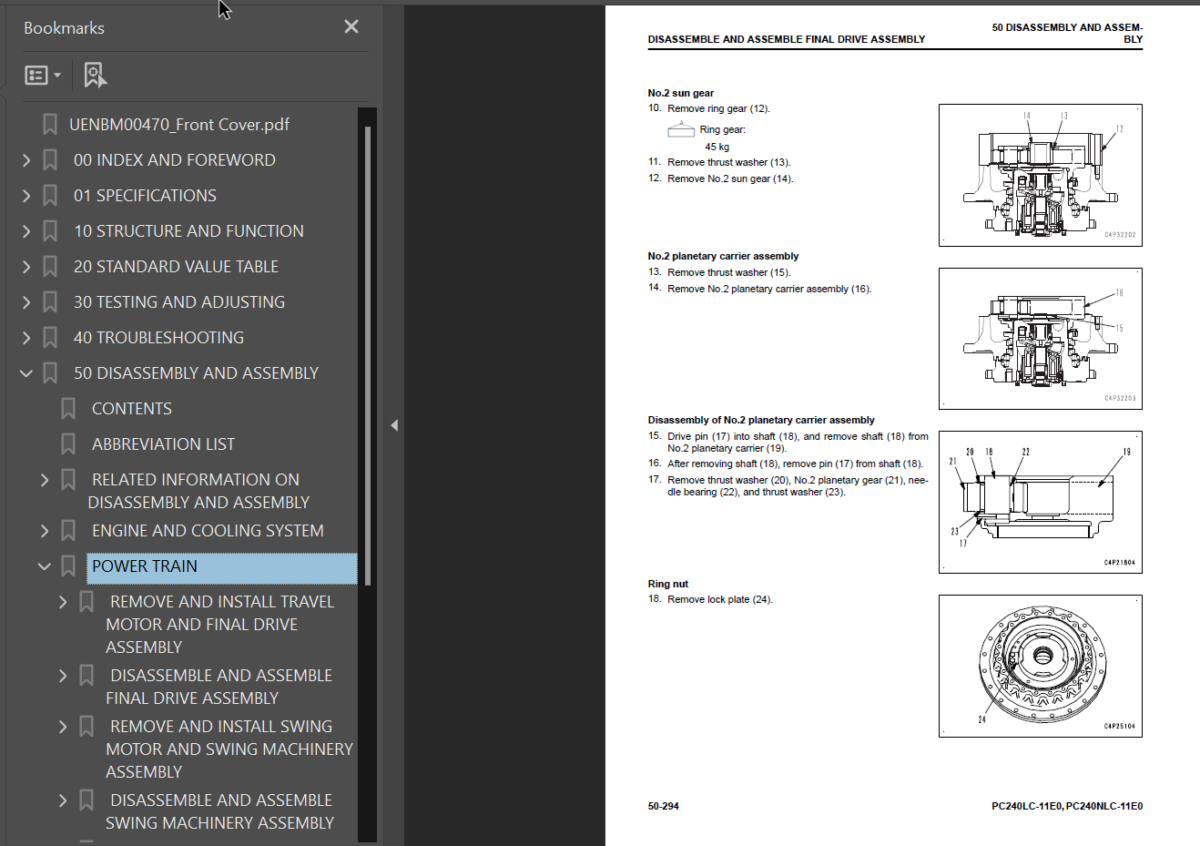 PC240LC -11E0 PC240NLC -11E0 Shop Manual