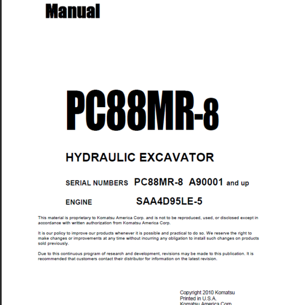 PC88MR-8 Shop Manual