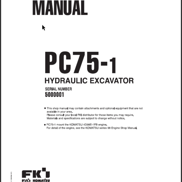 PC75-1 (SN 5000001) Shop Manual