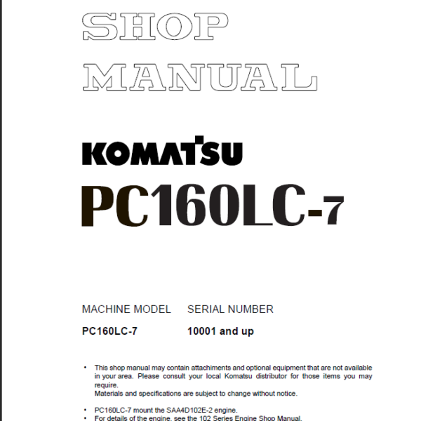 PC160LC-7 Shop Manual