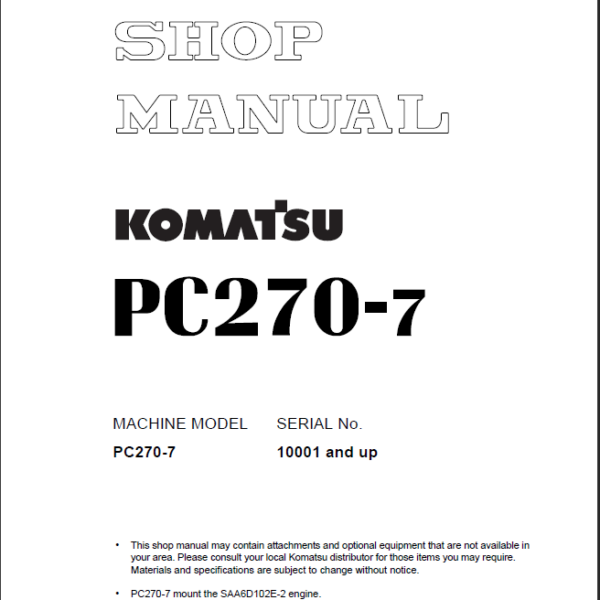 PC270-7 (10001 and up) Shop Manual