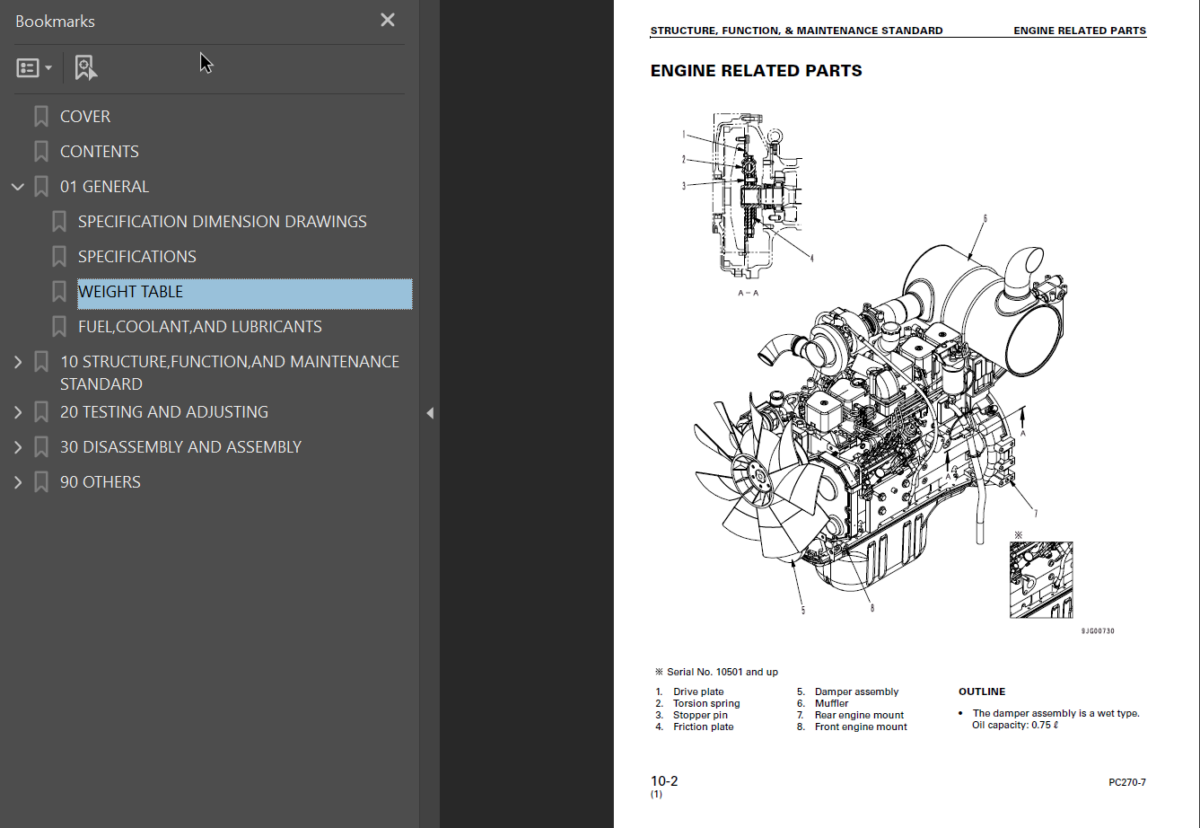 PC270-7 (10001 and up) Shop Manual