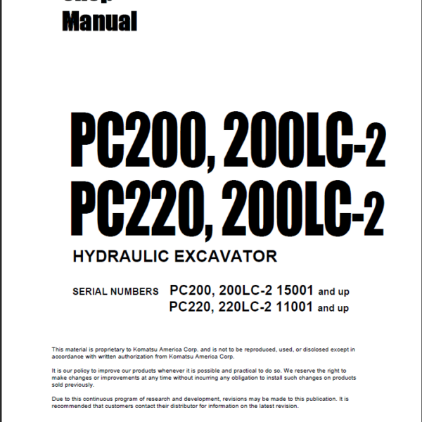 PC200 200LC-2 PC220 200LC-2 Shop Manual