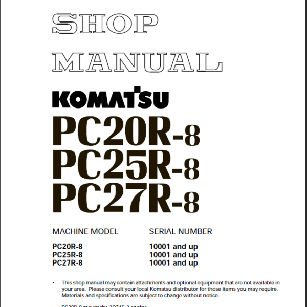 PC20R-8 PC25R-8 PC27R-8 Shop Manual