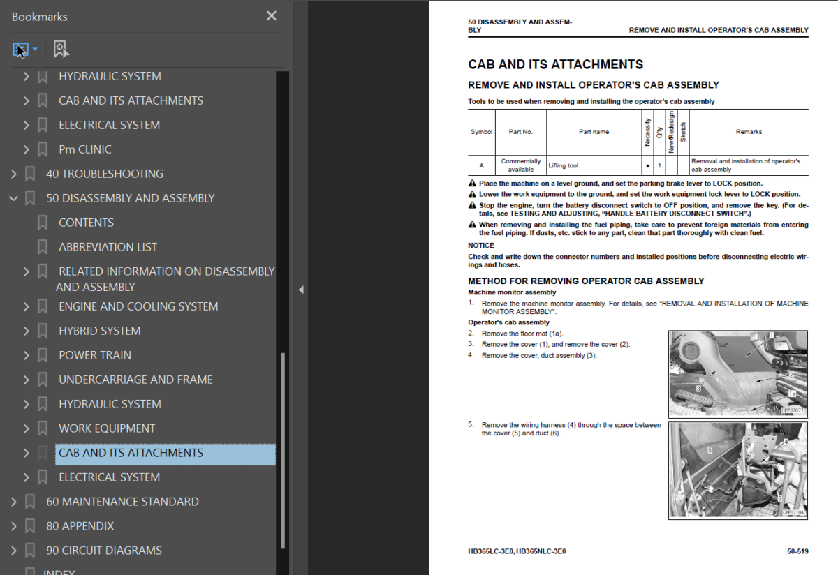 HB365LC-3E0 HB365NLC-3E0 Shop Manual (K75222 and up)