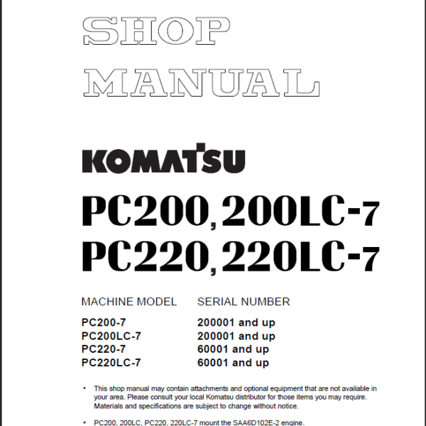 PC200 PC200LC-7 PC220 PC220LC-7 Shop Manual