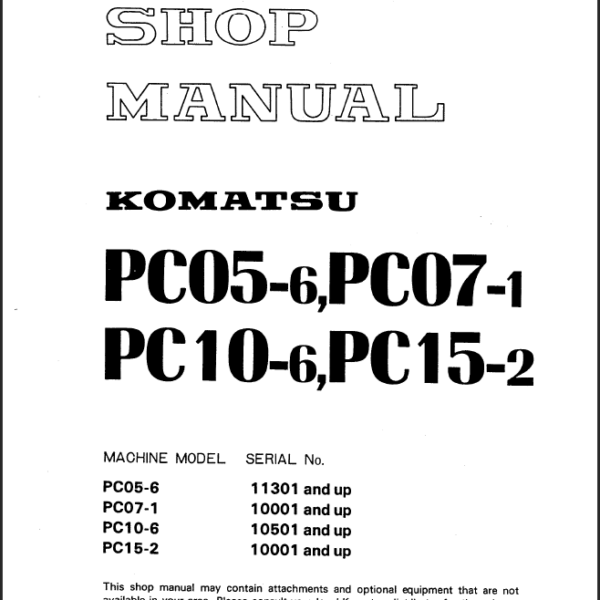 PC05-6 PC07-1 PC10-6 PC15-2 Shop Manual