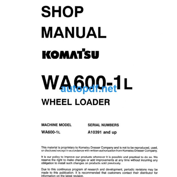 WA600-1L Shop Manual