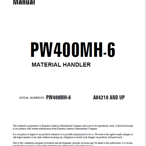 PW400MH-6 Shop Manual