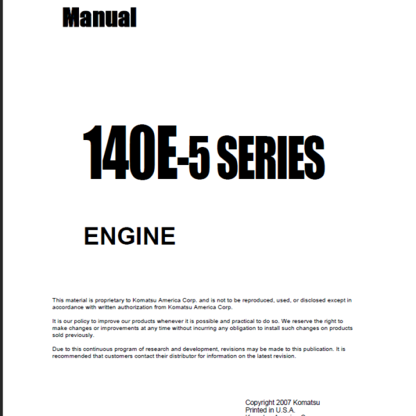 140E-5 SERIES Engine Shop Manual