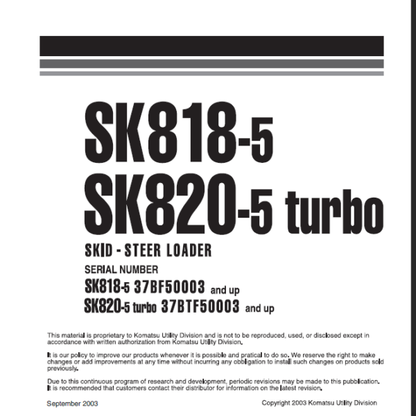 SK818-5SK820-5 turbo Shop Manual