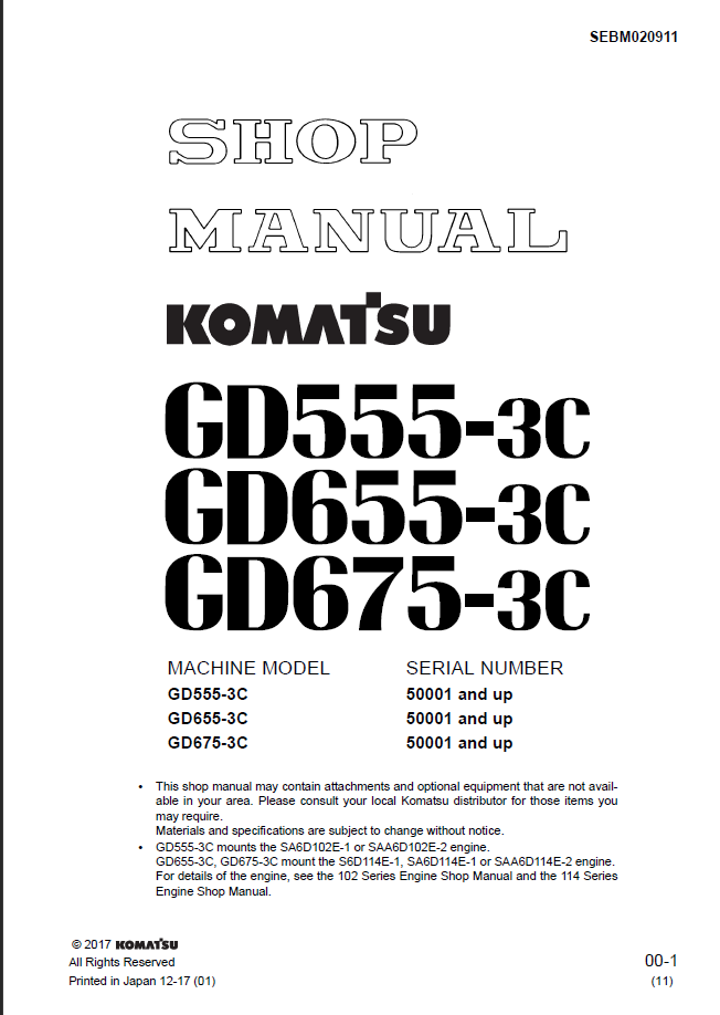 GD555-3C GD655-3C GD675-3C Shop Manual