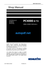 HYDRAULIC EXCAVATOR PC4000-6 T2 Shop Manual