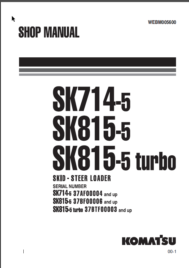 SK7145 SK815-5 SK815-5 turbo Shop Manual