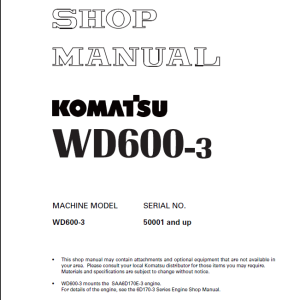 WD600-3 Shop Manual