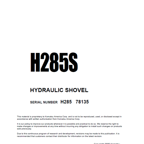 H285S (78135) Shop Manual