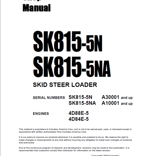 SK815-5NSK815-5NA Shop Manual