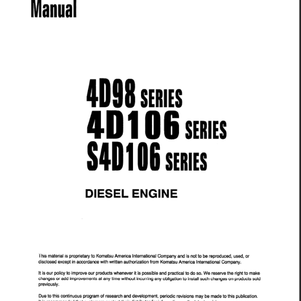 4D98 4D106 S4D106 SERIES Diesel Engine Shop Manual