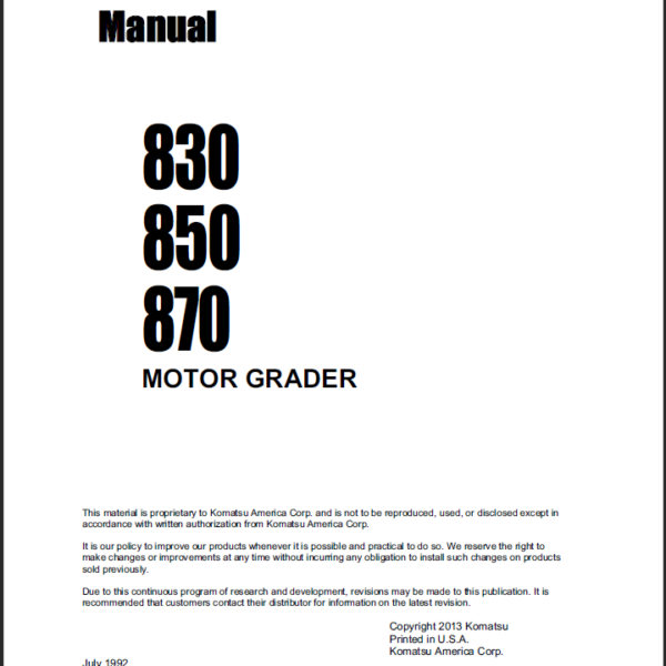 830 850 870 (CEBMG58102) Shop Manual