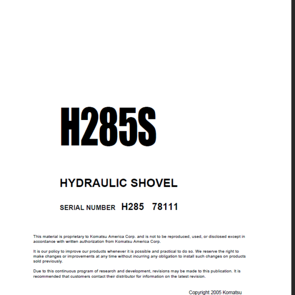 H285S (78111) Shop Manual