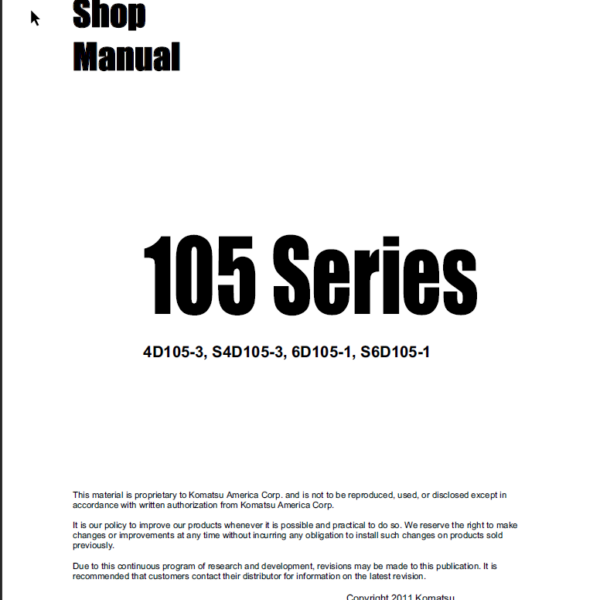 105 SERIES (4D105-3 S4D105-3 6D105-1 S6D105-1) Shop Manual