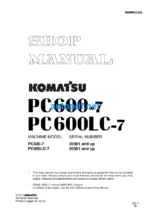 HYDRAULIC EXCAVATOR PC600-7 PC600LC-7 Shop Manual