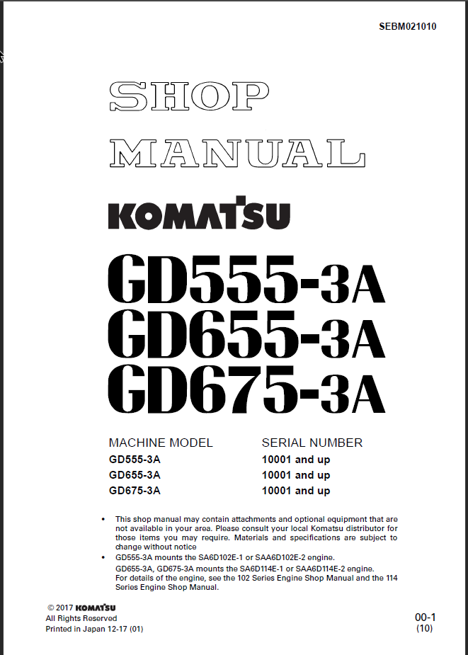 GD555-3A GD655-3A GD675-3A Shop Manual