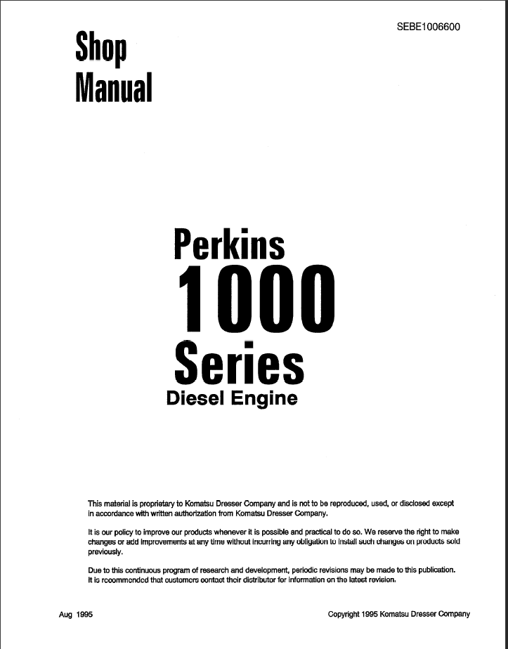 1000 SERIES Diesel Engine Shop Manual