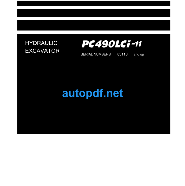 HYDRAULIC EXCAVATOR PC490LCi-11 (SERIAL NUMBERS 85113 and up) Shop Manual