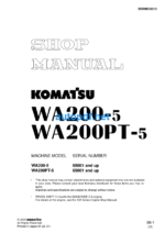 HYDRAULIC EXCAVATOR WA200-5 WA200PT-5 Shop Manual