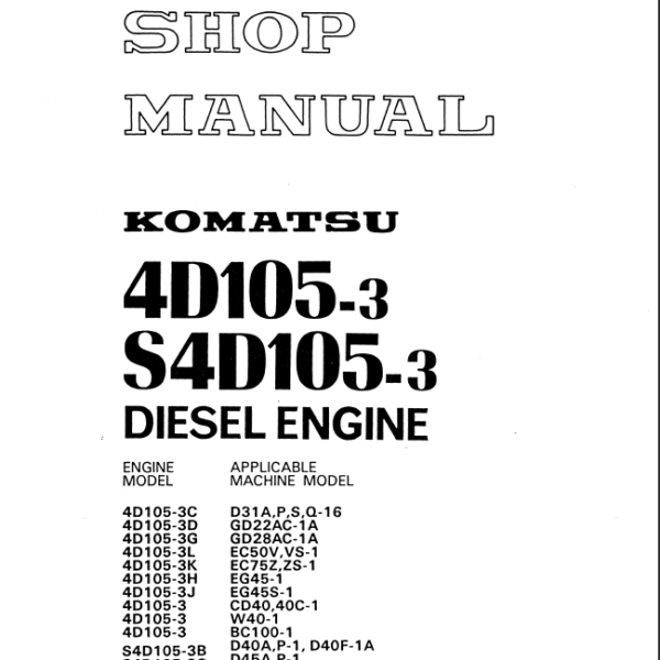 4D105-3 S4D105-3 Diesel Engine Shop Manual