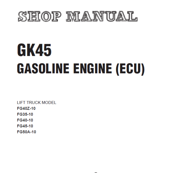 GK45 GASOLINE ENGINE (ECU) Shop Manual