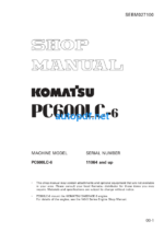 HYDRAULIC EXCAVATOR PC600LC-6 Shop Manual