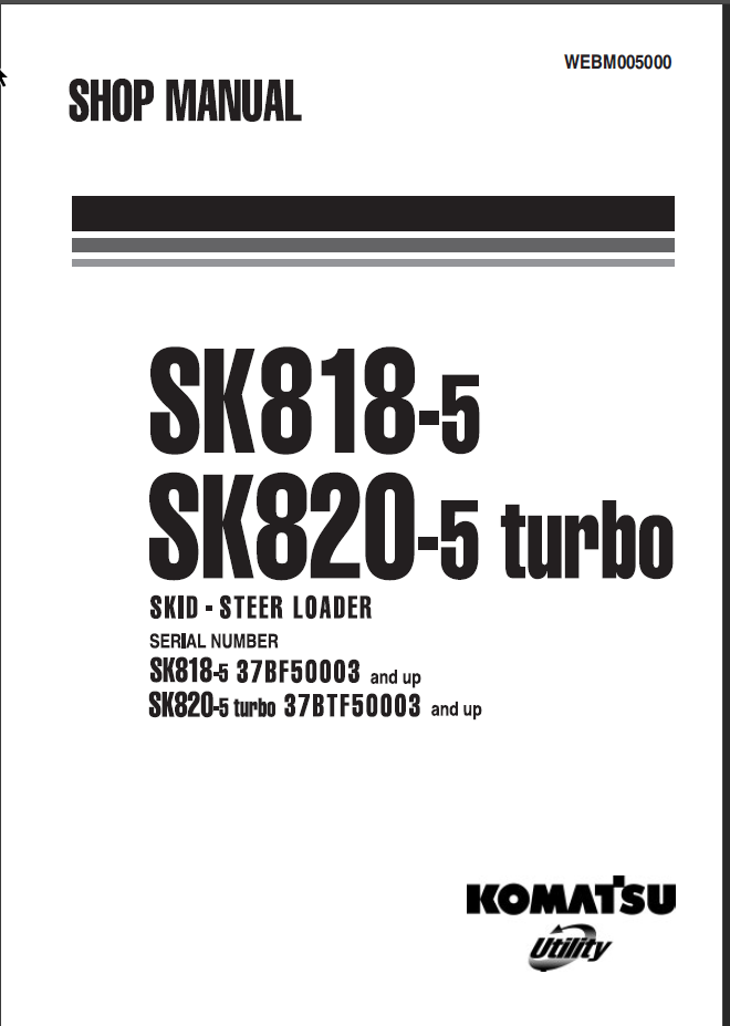 SK818-5 SK820-5 turbo (37BTF50003) Shop Manual