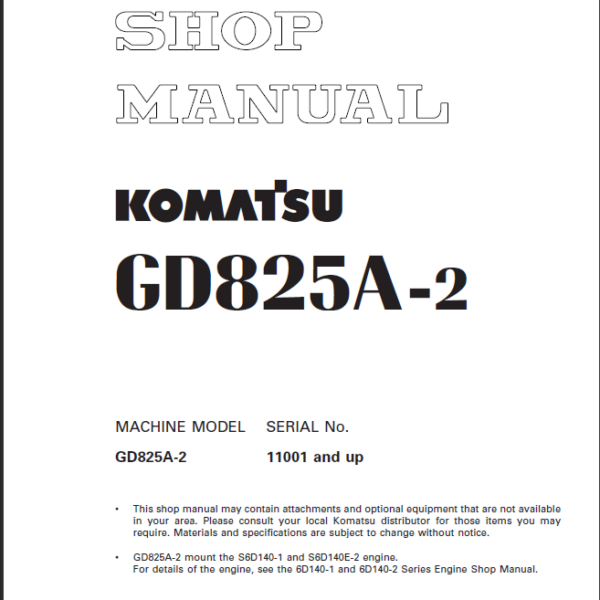 GD825A-2 (SEBM002311) Shop Manual