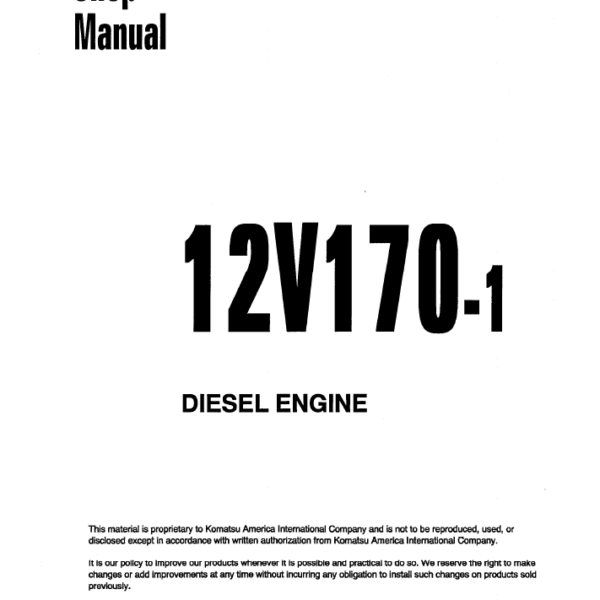 12V170-1 Diesel Engine Shop Manual