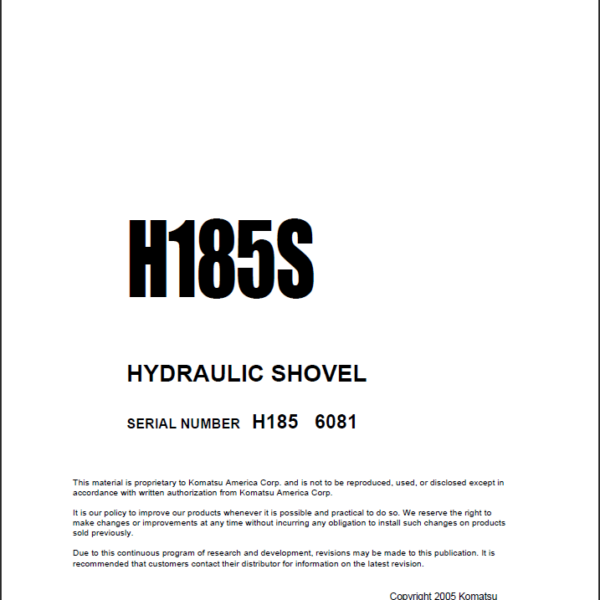 H185S Shop Manual