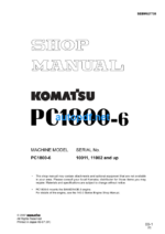HYDRAULIC EXCAVATOR PC1800-6 (10011 11002 and up) Shop Manual