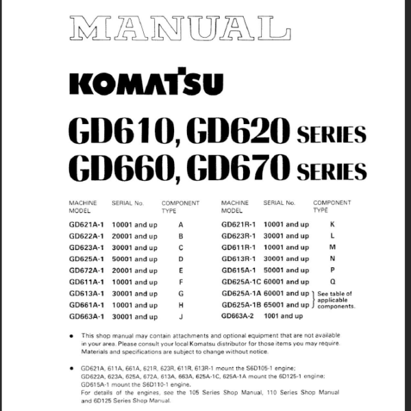 GD610 GD620 GD660 GD670 Shop Manual