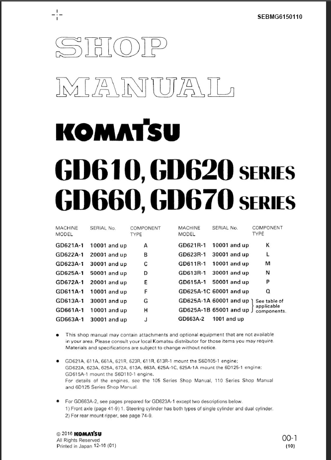 GD610 GD620 GD660 GD670 Shop Manual