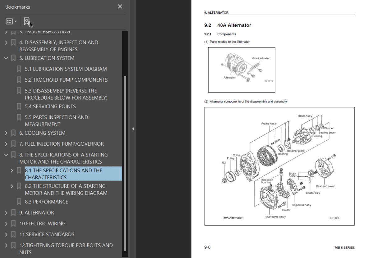 70E 76E-5 SERIES Diesel Engine Shop Manual