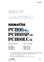 HYDRAULIC EXCAVATOR PC1100-6 PC1100SP-6 PC1100LC-6 Shop Manual