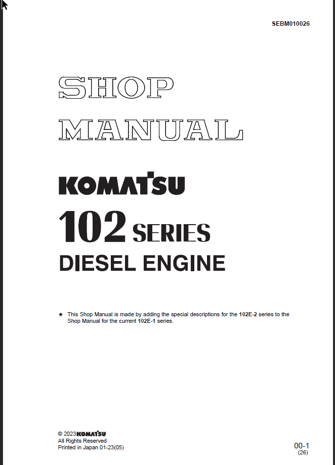 102 SERIES Diesel Engine (SEBM010026) Shop Manual