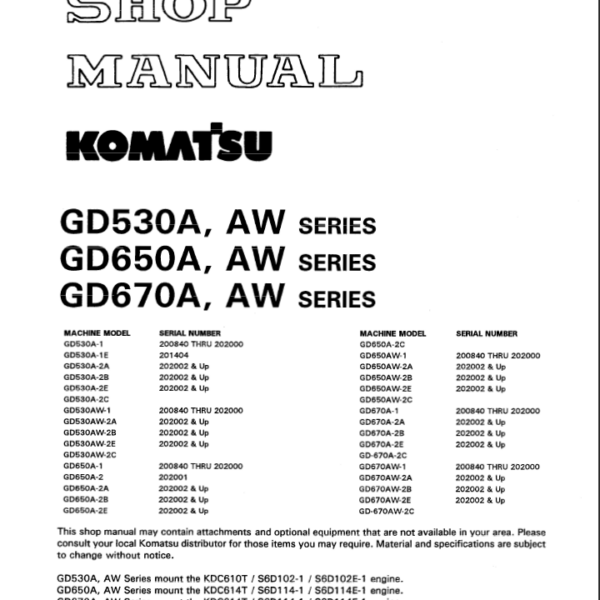 GD530A GD650A GD67OA Shop Manual