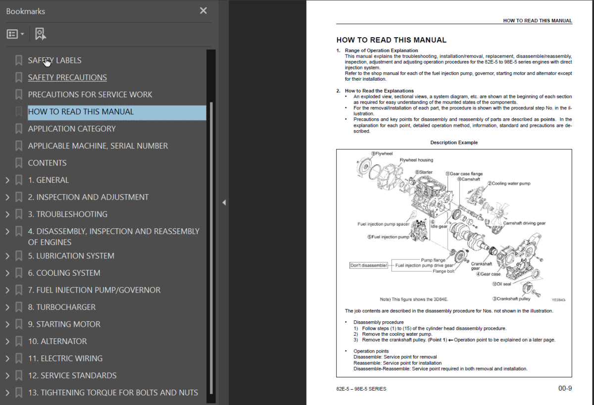 82E-98E SERIES Diesel Engine Shop Manual