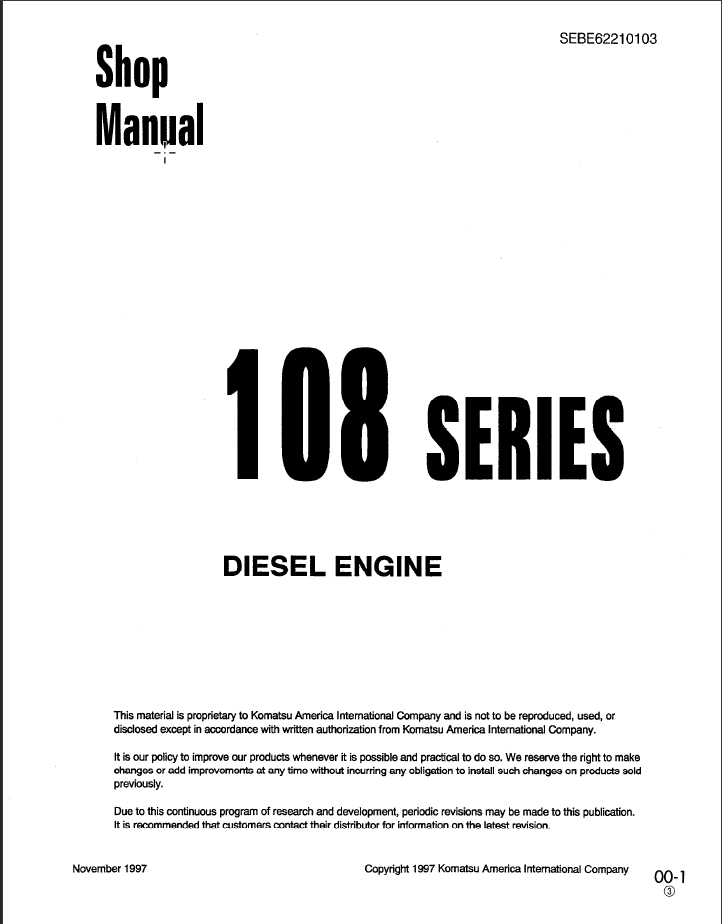 108 SERIES Diesel Engine Shop Manual