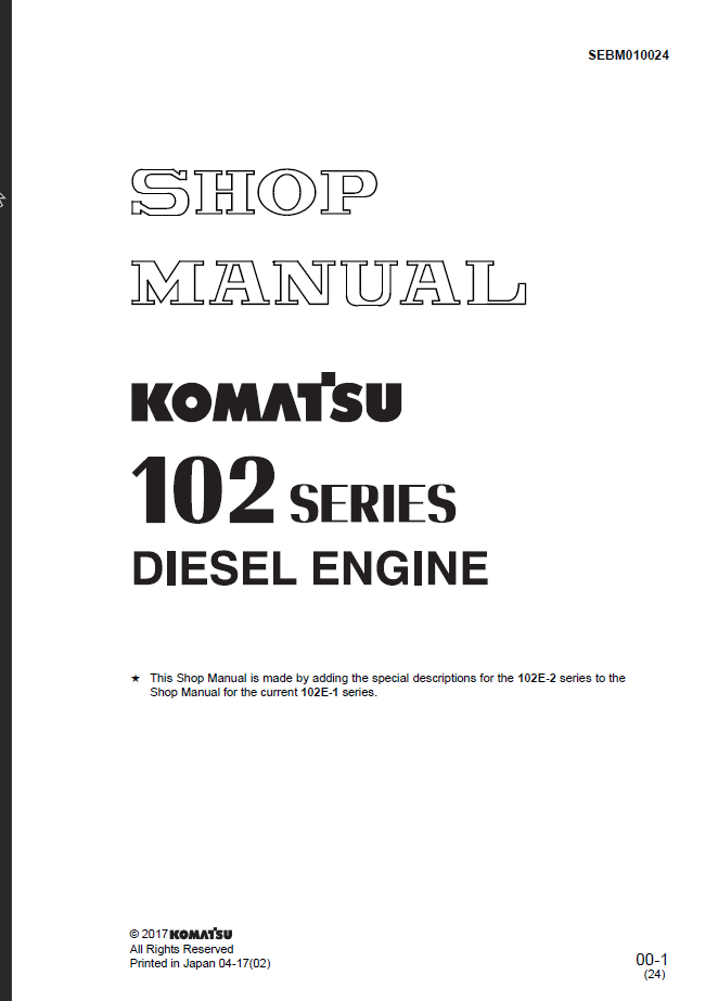 102 SERIES Diesel Engine (SEBM010024) Shop Manual