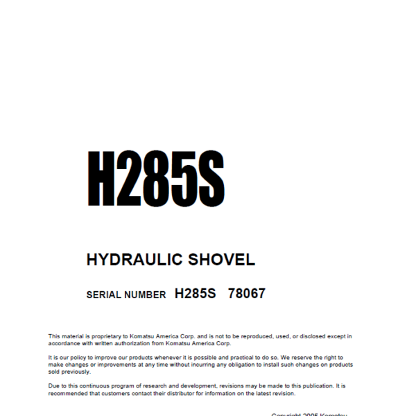 H285S Shop Manual