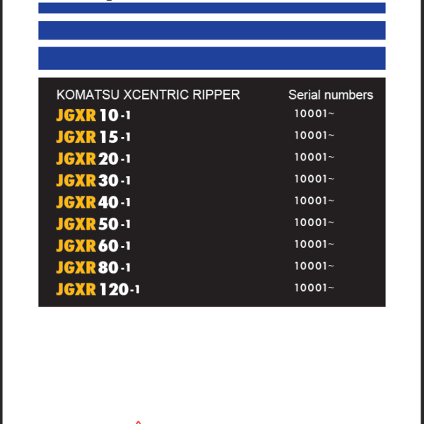 (SEN06481-00) JGXR10-1 JGXR15-1 JGXR20-1 JGXR30-1 JGXR40-1 JGXR50-1 JGXR60-1 JGXR80-1 JGXR120-1 Shop Manual