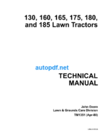 130 160 165 175 180 and 185 Lawn Tractors Technical Manual (TM1351)